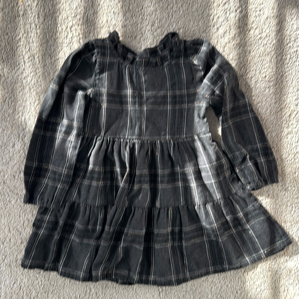 NWOT Grey and Gold Plaid Dress 2T